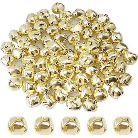 AURA Packung mit 100 goldenen Metall-Weihnachtsglocken (8 mm), für Weihnachtsdekoration und Schmuckherstellung. (1/5)