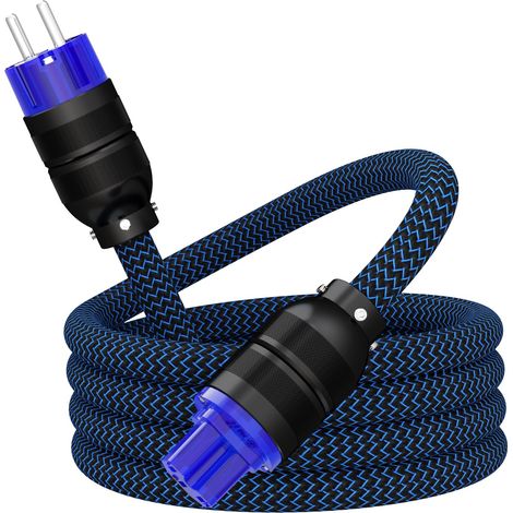 Câble d'alimentation 4N OFC 1,0 m - Fiche Schuko avec contacts en rhodium et blindage EMV - Conçu pour amplificateur Hi-Fi et lecteur CD - Connecteur en céramique (1/5)