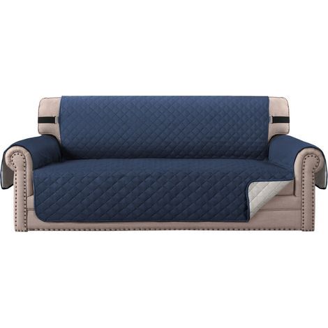 Housse Fauteuil Protecteur , Taille 4 Places / Relax. Housse Matelasse Réversible. Couleur bleu marine (1/5)