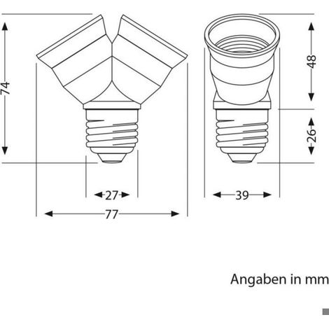 Adaptateur Splitter E27 - Répartiteur Y Double Prise - Pour Douille Lampe Standard - Blanc - 1 Pièce (1/2)