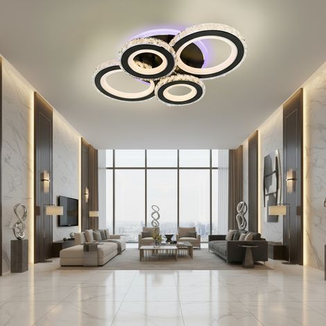 Lustre LED Cristal Multicolore 82W Lumiere Gradable Noir (1/5)