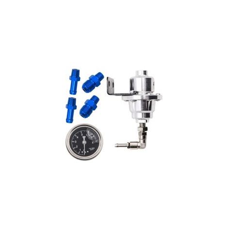 Régulateur de Pression de Carburant Réglable Universel en Alliage d'Aluminium, Régulateur de Pression d'Essence Kit de Tuyau de Manométriques avec Jauge de Pression de Carburant Ikodm
