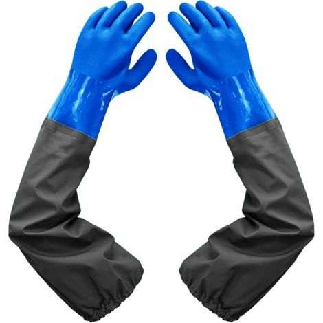 Dépolie Étanche Gants-Gants de Nettoyage D'étang, 26 inch Doublure Floquante Poignets Élastiques, Pour Industrie chimique Agriculture Pêche Construction (1/4)