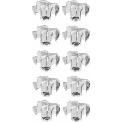Lot de 10 écrous à griffe M8 en acier Fixation pour meubles bois Résistance accrue pour lits, tables, chaises, armoires, étagères (1/2)