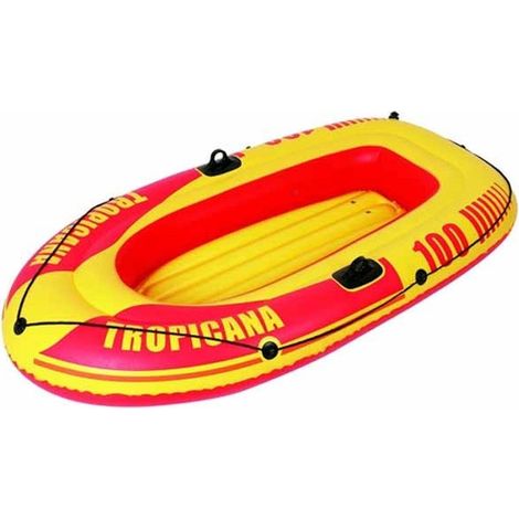 TRADE SHOP - Canotto Mare Gonfiabile Tropicana Giallo E Rosso 185cm Valvola Boston Pvc Estate -