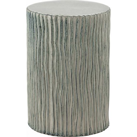 Tabouret sculptural en céramique striée - vert grisé (1/5)