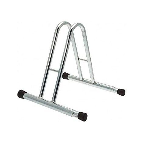 ANDRYS - Porta Biciclette a Terra 1 Posto Alto, Modulabile, con Tappi in Pvc Neri, in Acciaio Zincato, Colore Argento, 38.5 x 38 x 38 cm