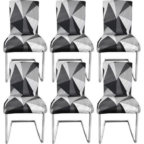 Housses de chaise extensibles 6 pièces - Amovibles et lavables - Protégez, décorez et rénovez (1/5)