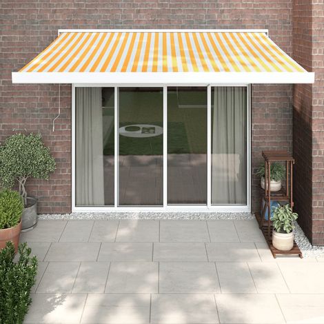 Auvent rétractable Store banne Marquise jaune et blanc 3x2,5 m tissu et aluminium NDTN8272918 (1/5)