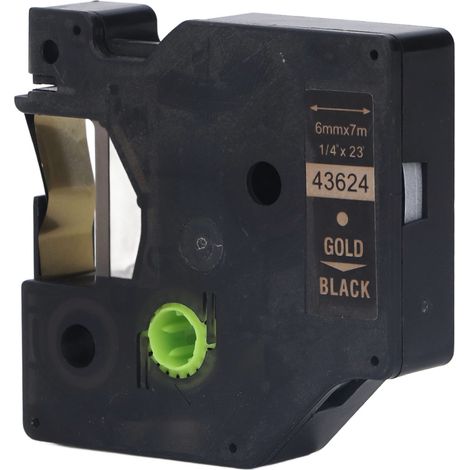 Ruban Étiqueteuse 6mm x 7m, PET transparent résistant eau/huile, Compatible LMPC 16596 LM150 LM450 LM350, Noir sur Or, Ruban adhésif clair pour imprimante (1/5)