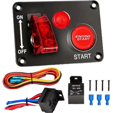 Panneau de commande avec bouton marche/arrêt, interrupteur à bascule et témoin d'allumage pour voiture de course 12 V - Accessoires automobiles (1/5)