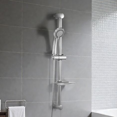 Shower Riser Rail Wall Mounted Shower Rail Stainless Steel Adjustable Shower Head Guide Rail for Home Bathroom (Shower Riser Rail, Silver 150CM) (1/5)