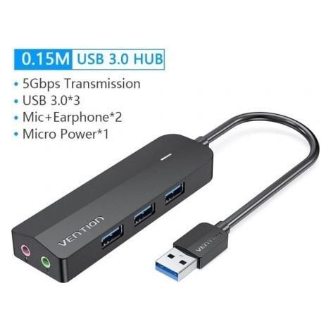 Hub USB Vention CHIBB Negro (1 unidad)