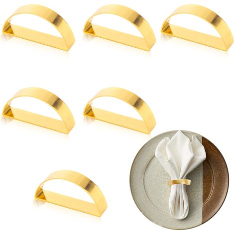 Lot de 6 ronds de serviette dorés