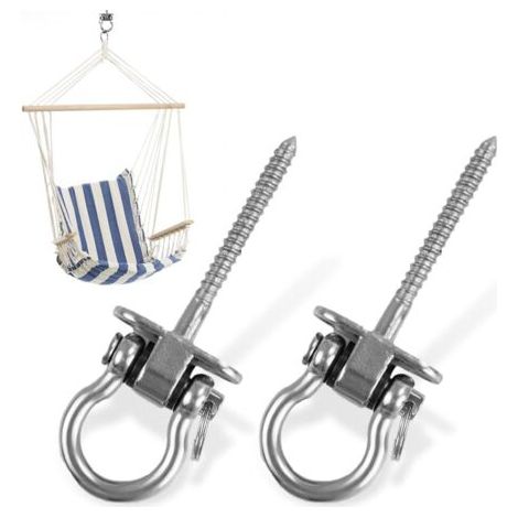 2 Pièces Crochet a Visser, Acier Inoxydable 304 Robuste Crochet Plafond pour Aire de Jeux Intérieure Extérieure Yoga, Hamac ,Corde, Balançoire, Suspendue Chaise, Sac de Boxe , Max 450kg (1/4)