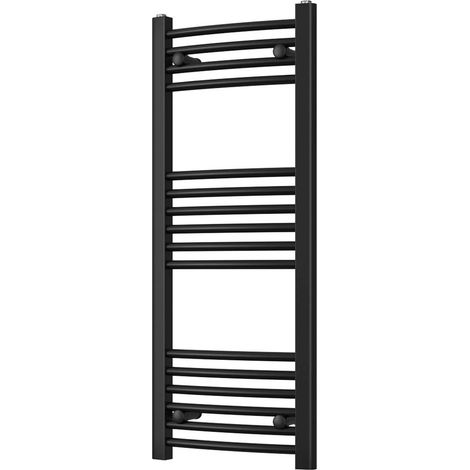 Zennor - Black Heated Towel Rail - H1000mm x W400mm - Curved (1/3)
