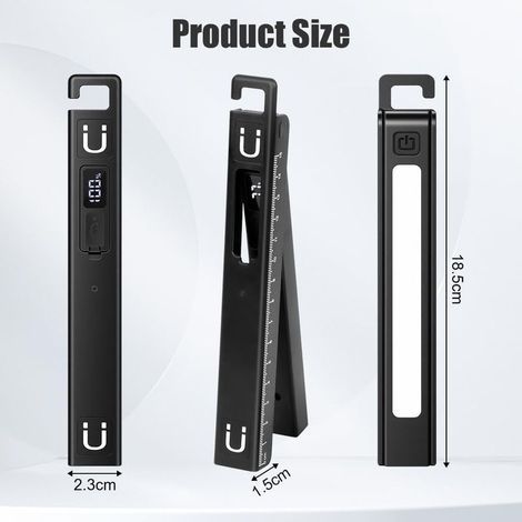 Lampe de travail, Lumière à stylo LED rechargeable, Lampe de Travail COB avec Aimantée,Mesure à la Règle et Indicateur Batterie, 6 Modes, Lampe de D'atelier Poche, pour Camping, Atelier (1/4)