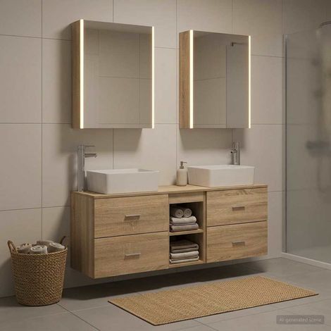 vidaXL Set di mobili per il bagno 5 pz Rovere Sonoma (1/5)