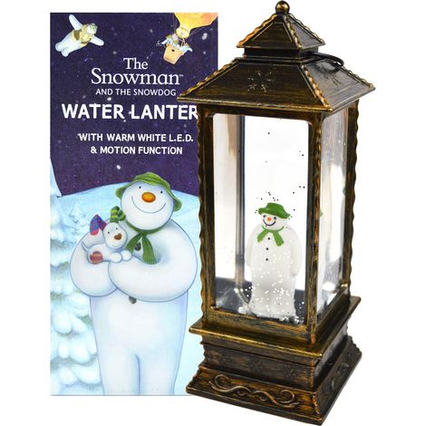 Snowtime Water Filled Christmas Copper Lantern with Snowman Figure - 28cm (1/4)
