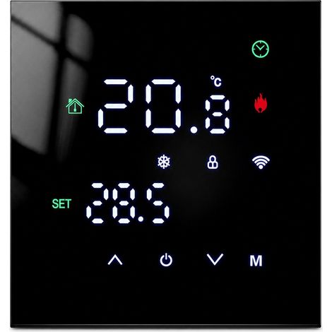 Thermostat intelligent WiFi pour chaudière murale 3 A, noir, contrôle par application et voix (1/5)