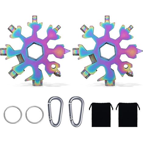 Clé multifonction flocon, 2 pièces, 18-en-1, inox, tournevis (1/5)