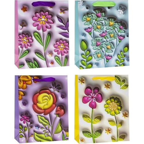 Dekorative Tasche 31x42x12cm, gemischte Rosette aus Blumen