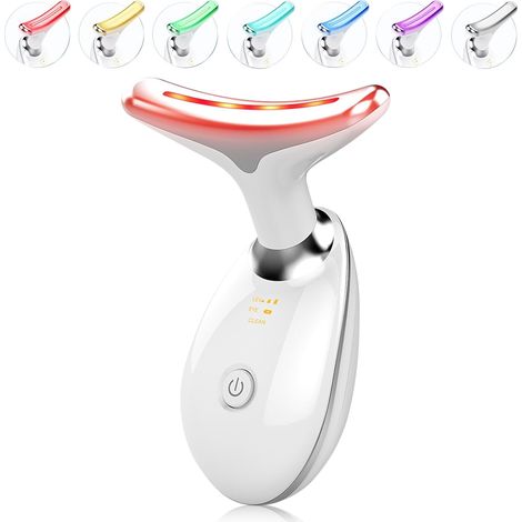 Massager Facial - 7 Modes Lumineux Thermales Et Vibrations - Pour Visage Et Cou - Appareil De Soins Cutanés Portable - 1 Pièce (1/5)