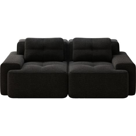 ELVMI Modulares Sofa mit tiefer Sitzfläche und rutschfester Basis, breiten Armlehnen, aus Cord, Schwarz (1/5)