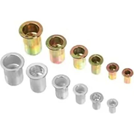 Kit de 300 écrous à sertir M3 M4 M5 M6 M8 M10, zingués et en aluminium, à tête plate. (1/5)