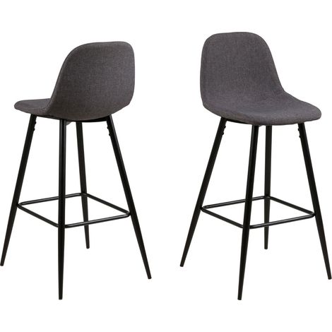 Tabourets de bar en tissu piétement métal noir (lot de 2) - WILLY (1/5)