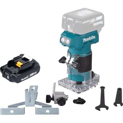Fresatrice per bordi a batteria Makita DRT 52 A1 18 V 6 mm senza spazzole + 1x batteria ricaricabile 2,0 Ah - senza caricabatterie