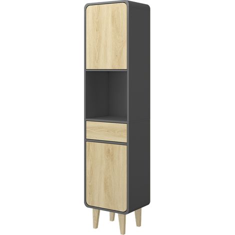 Badezimmermöbel Arla, Anthrazit/Goldkraft Eiche, 40 x 161 cm, Vicco