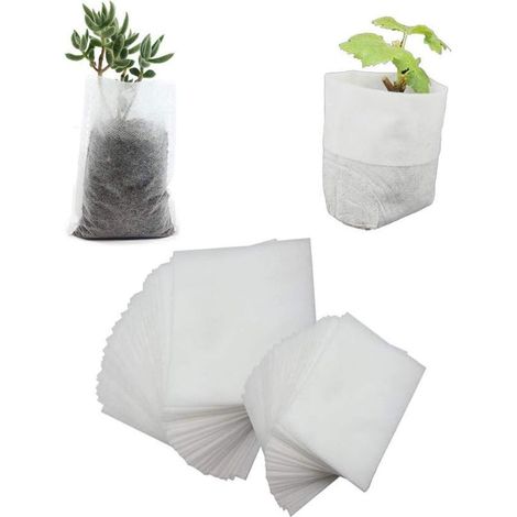 500 bolsas de tela no tejida biodegradables para plantas, ideales para plántulas, tomates, flores, plantas y más. - Color blanco - 8 × 10 cm (1/5)