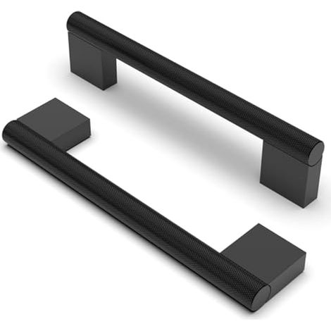 10 pièces Boutons d'armoire moletés Poignées Noir mat Espacement des Trous de 128 mm Poignées de Meubles Poignées de Placard Poignées de Cuisine Poignées de Tiroir de Meubles (1/4)