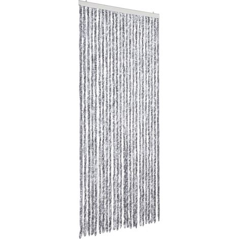 Rideau anti-mouches blanc et gris 100x230 cm chenille CFW65092 (1/5)