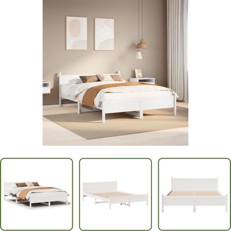 vidaXL Sommier à lattes - Cadre de lit sans matelas blanc 150x200 cm bois de pin massif (1/5)