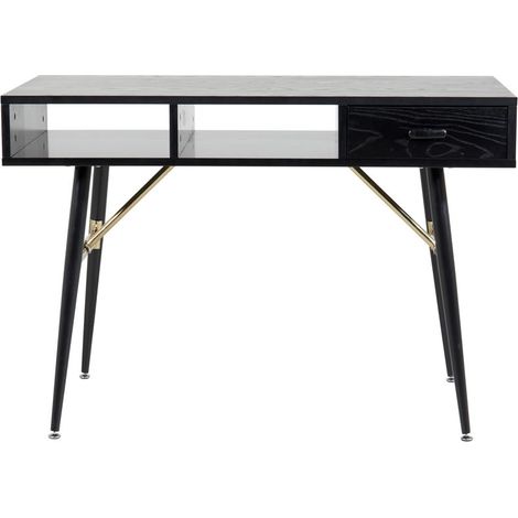 GoldDesk Schreibtisch mit Ablage und Schublade 110x60 cm schwarz.