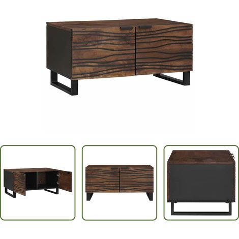 Wohnzimmermöbel - Couchtisch Braun und Schwarz 80 x 50 x 40 cm Massivholz Akazie (1/5)