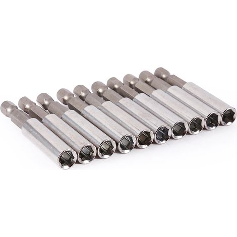 Lot de 10 rallonges de tournevis avec porte-embouts de perçage hexagonaux 1/4" pour outils électriques (1/5)