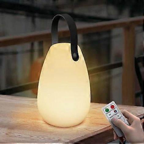 Lampe de bureau portable d'extérieur sans fil RGB à intensité variable avec télécommande à 8 rubans pour l'extérieur, le jardin, le salon, la terrasse et l'intérieur (lanterne tour).