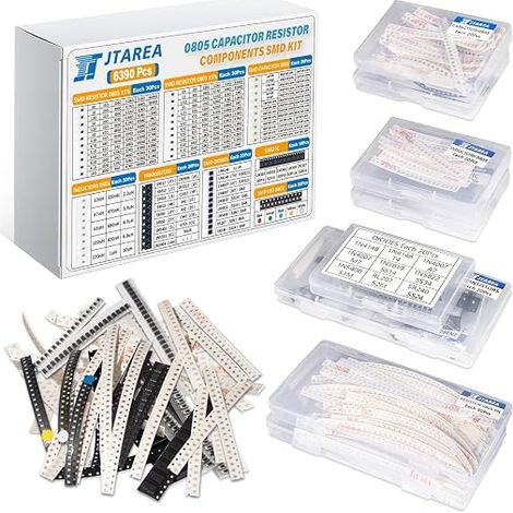 0805 SMD Electronic Component Assortment Set Resistor Resistors Capacitor LED Diode Transistor Inductor IC SMT Electronic Components Kit (1/5)