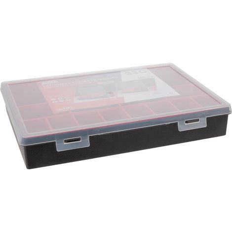 Tayg Sortimentskoffer aus Kunststoff mit 16 herausnehmbaren Boxen, transparentem Deckel, stapelbar, für Schrauben, Muttern, Nägel und Kleinteile