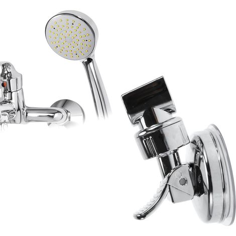 Support à ventouse réglable TOYANDONA pour pommeau de douche, chromé poli, fixation murale pour salle de bain. (1/5)