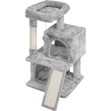 Yaheetech – Arbre à chat tour avec griffoir et 2 niches – Colonne en sisal – Dimensions 49 x 45,5 x 91 cm – Jouet en peluche inclus (1/5)