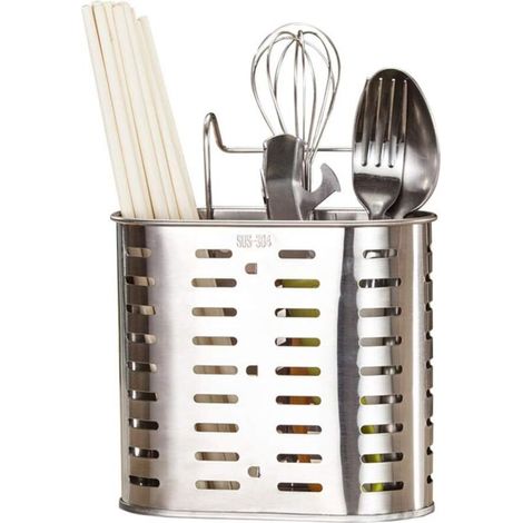 Porte-Couverts En Acier Inoxydable Murale – Panier Organisateur De Cuisine Pour Couverts Et Baguettes Avec Égouttoir Intégré (1/4)