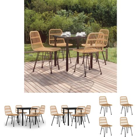 Gartenstuhl - vidaXL 5-tlg. Garten-Essgruppe Poly Rattan - Garten Tisch (1/5)
