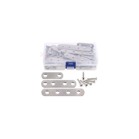 Lot de 115 Pièces : 35 Supports Droits Inox (3,7/5,7/9,7 cm) + 80 Vis pour Réparation Plaques de Jonction, Argenté (1/4)
