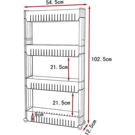 Organizador de productos deslizante con ruedas 4 estantes para cocina y/o baño (1/5)