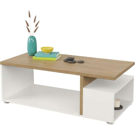 Mesa Centro Fija Acces Color Roble Hamilton Y Blanco Mate 92x50 cm