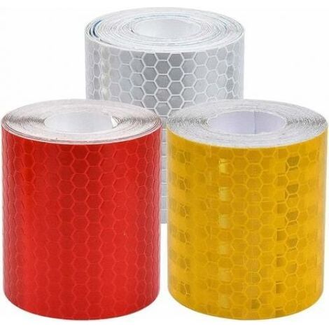 3 rouleaux de Ruban réfléchissant auto-adhésif 5cm x 3m – Résistant aux intempéries – Sécurise zones dangereuses la nuit (1/5)